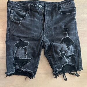 American Eagle Outfitters Black Distressed Jean Shorts
